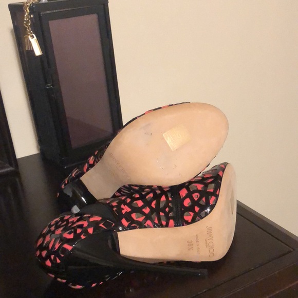 Jimmy Choo black patent leather and pink neoprene booties size 38.5 - Picture 7 of 10